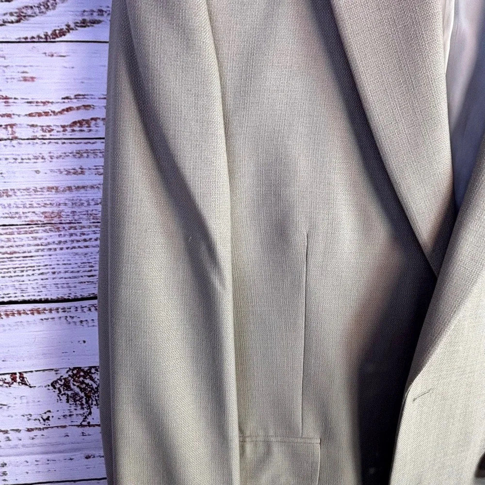 Summer Weight L. Ralph Lauren Blazer 42R Tan Taupe Poly/Viscose Neutral Minimal